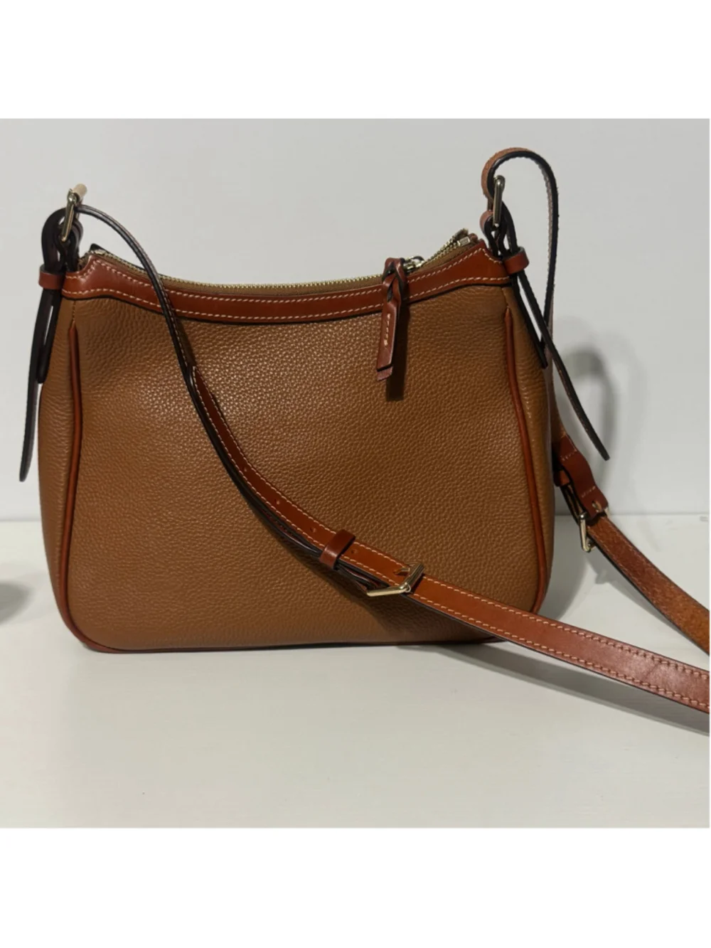 Dooney & Bourke 1975 Pebbled Leather Crossbody Shoulder Bag Brown Red